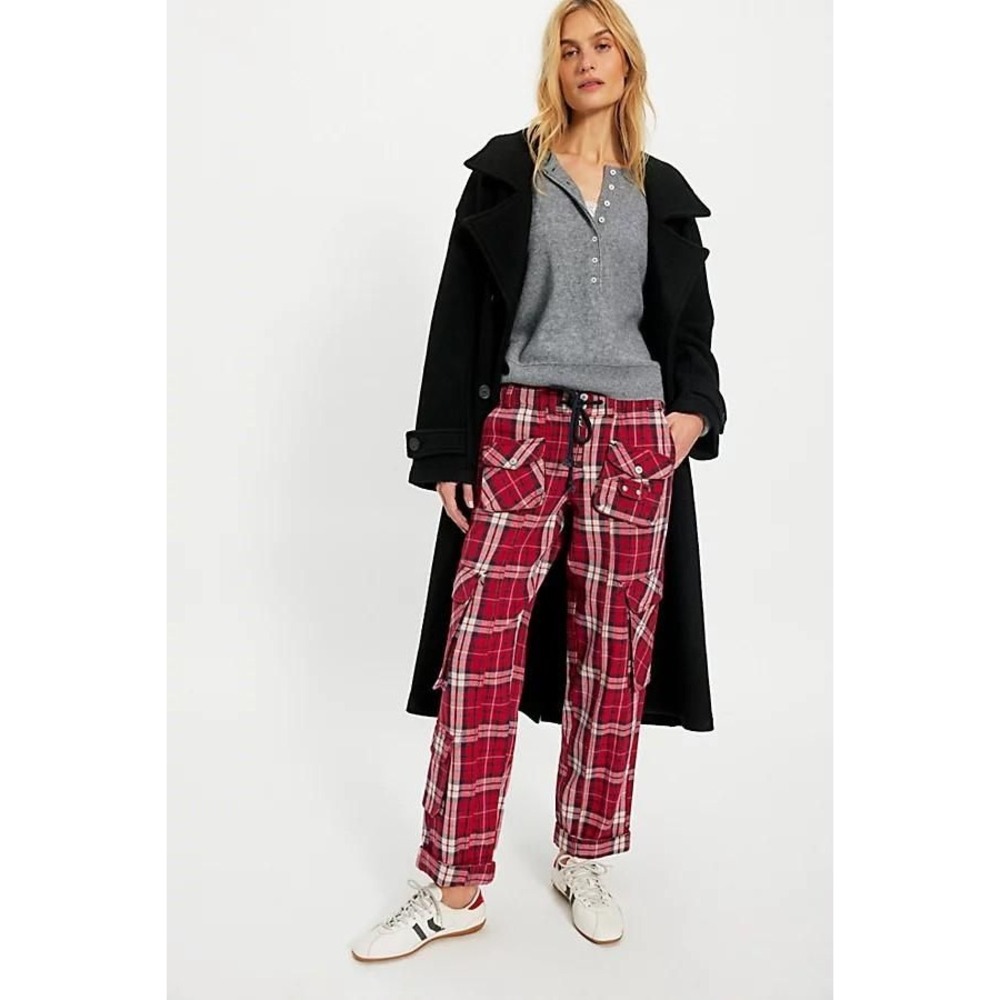 We the Free Tahiti Pull-on Cargo Pants at Free People in Red Combo, Sz XS